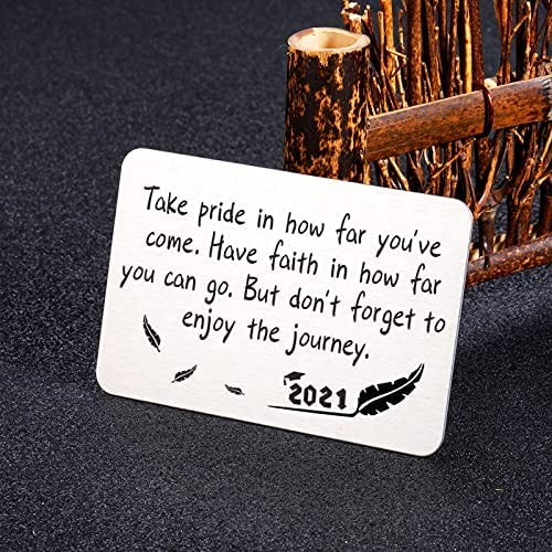 Inspirational Graduation Gifts Class of 2021 for Her Him Wallet Insert Card 2021 Seniors Masters Nurses Students Graduation Gifts for Women Men Kids Grandson Boys Girls Daughter Son