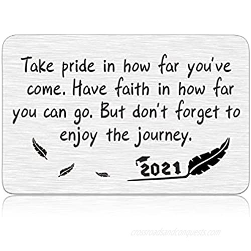 Inspirational Graduation Gifts Class of 2021 for Her Him Wallet Insert Card 2021 Seniors Masters Nurses Students Graduation Gifts for Women Men Kids Grandson Boys Girls Daughter Son