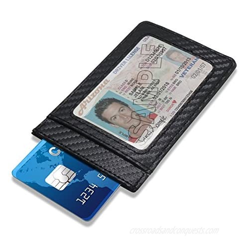 iPick Image Nissan Maxima Black Carbon Fiber Leather Wallet RFID Block Card Case Money Holder 4-3/8 x 2-3/4