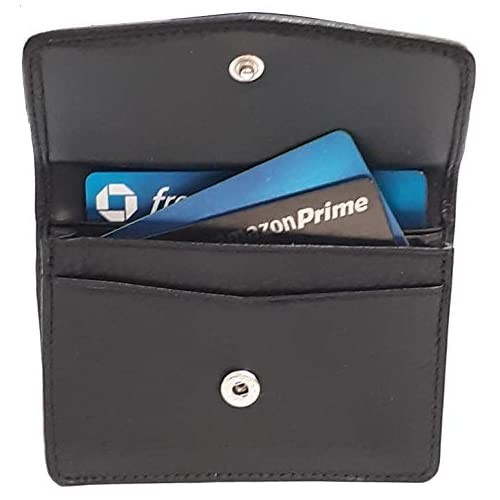 Jourdan Signature Slim Top Grain Cowhide Leather Flap Over Card Holder Black
