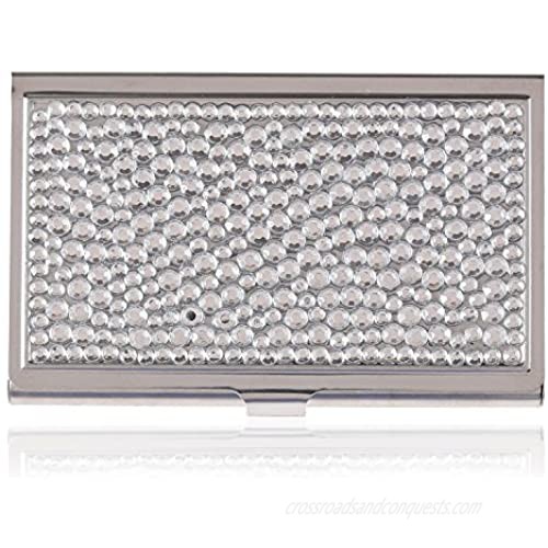 Kingbling Purely Handmade Luxury Compact Multi-Size Clear Bling Crystal Business Card Case Cute Rhinestone Travel Name ID Card Holder 4.8 x 2.5 x 0.5 inches