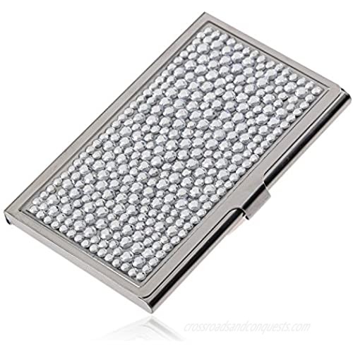 Kingbling Purely Handmade Luxury Compact Multi-Size Clear Bling Crystal Business Card Case Cute Rhinestone Travel Name ID Card Holder 4.8 x 2.5 x 0.5 inches