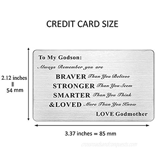 Laser Engraved Stainless Steel Wallet Card Love Note Insert Card Gift for Godson from Godmother