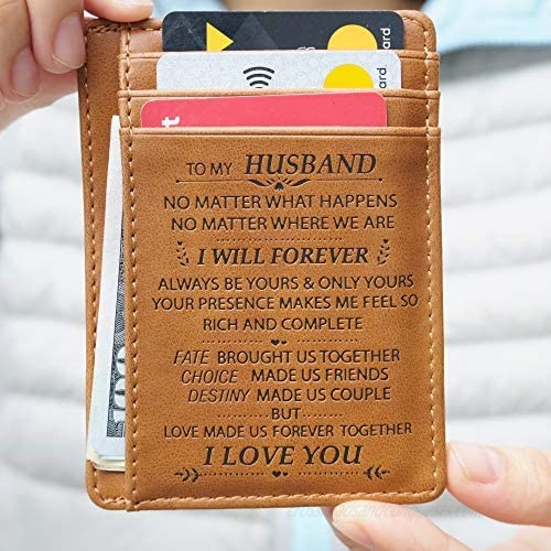 Memory gift RFID Front pocket wallet Slim minimalist gift for him wallet Slim Credit card holder for men Gift for Husband