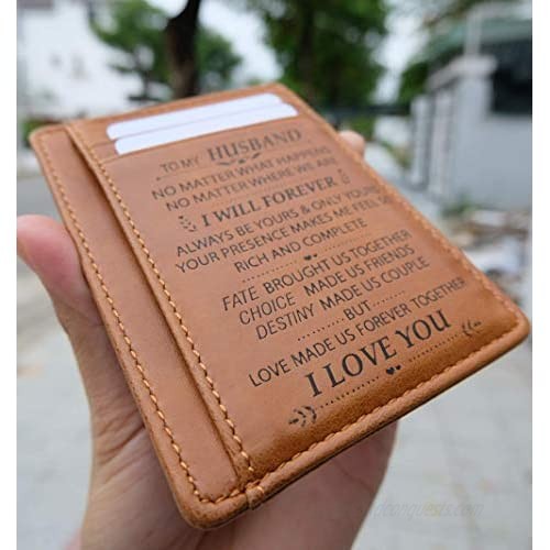 Memory gift RFID Front pocket wallet Slim minimalist gift for him wallet Slim Credit card holder for men Gift for Husband