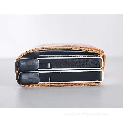 Men Mini Wallet Genuine Leather aluminum Minimalist wallet card box RFID blocking Credit Card Holder