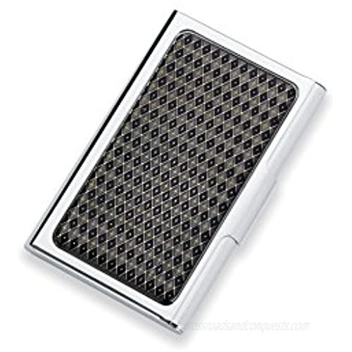 Men's Stainless Steel Slim Business/Credit Card Case Holder with Diamond Pattern Accent