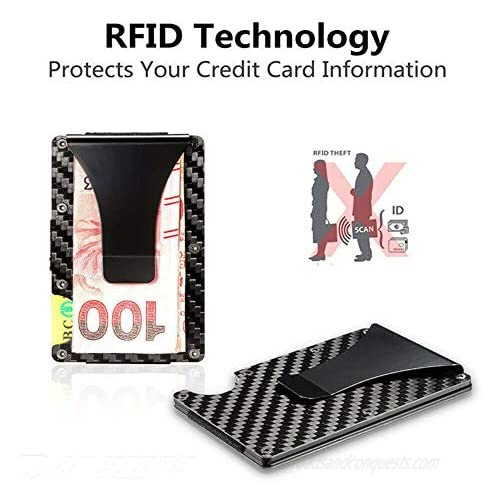 Metal Card Holder Money Clip Golden^Li RFID Blocking Slim Carbon Fiber Wallet Minimalist Credit ID Card Holder for Men
