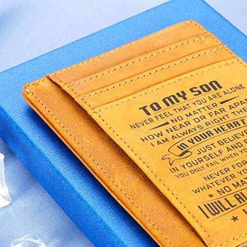 Minimalist Slim Wallet RFID Front Pocket for Son Christmas Birthday Gifts from Dad Father to Step Son Teen Boys Graduation Valentines Day Love You Business Credit Card Holder Card Case Holder Leather