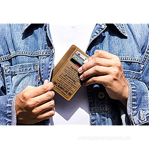 Minimalist Wallets Gift for son from Mom Slim Wallet Cowhide wallet Front Pocket Wallet (To my Son - Love Mom)
