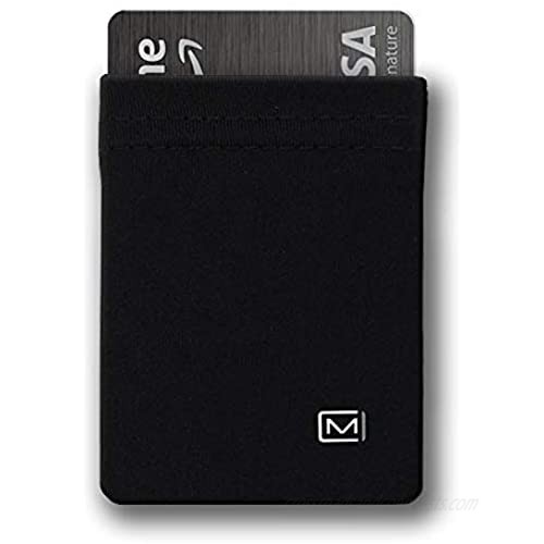 Modern Carry Elastic Minimal Card Holder  Minimalist Wallet for Men & Women  Credit Card & Business Card Holder  Slim Credit Card Wallet  Small Front Pocket Wallet - Ultra Thin w/ 1 Card Slot (Black)