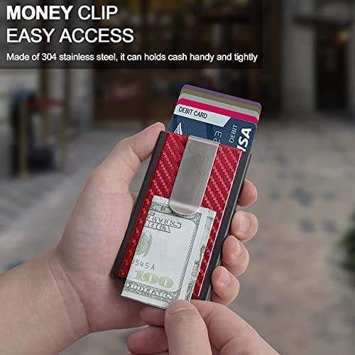 Mosiyeef Minimalist Wallet for Men Card Holder Wallet Metal Money Clip Wallet Pop Up Wallet RFID Credit Card Case Gifts