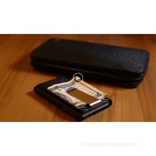 Mosiyeef Minimalist Wallet for Men Card Holder Wallet Metal Money Clip Wallet Pop Up Wallet RFID Credit Card Case Gifts