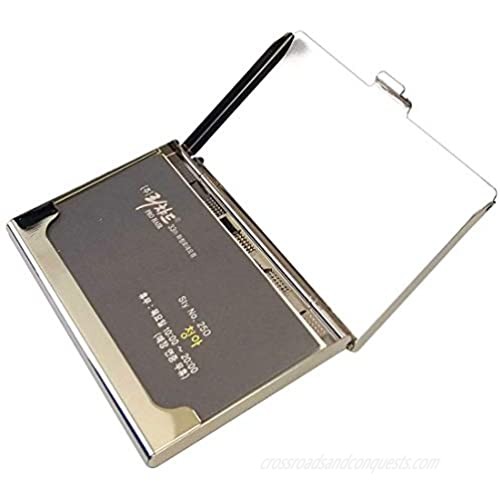 Mother of Pearl Business Credit ID Name Card Holder Case Metal Stainless Steel Slim Purse Pocket Cash Money Wallet (Ten Long-Lived Creatures)