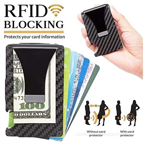 Novadeal Carbon Fiber RFID Blocking Money Cash Clip Credit Card Holder Wallet