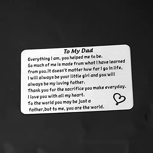PENQI to My Dad Wallet Card Dad Engraved Wallet Insert Card Dad Gifts from Daughter Father Wedding Gift Daddy Papa Gift Stepdad Gift