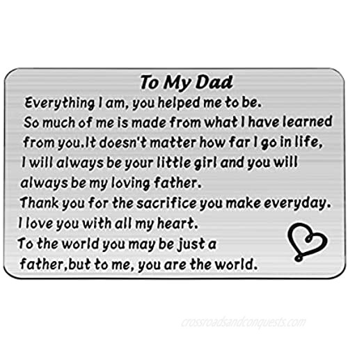 PENQI to My Dad Wallet Card Dad Engraved Wallet Insert Card Dad Gifts from Daughter Father Wedding Gift Daddy Papa Gift Stepdad Gift