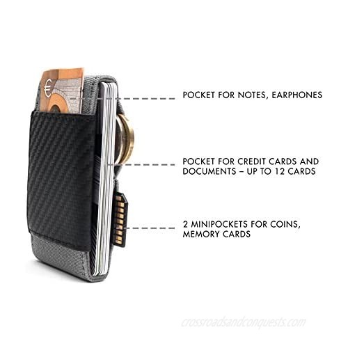 POCKETO CARBON FIBER/ELASTIC Wallet Minimalist Design and Durable Card Holder