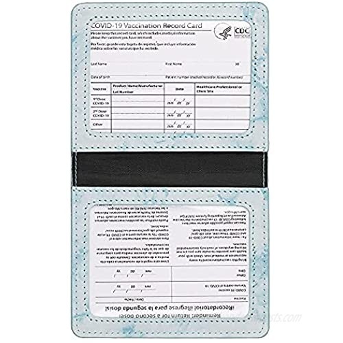 PU Leather CDC Vaccine Passport Vaccination Card Wallet CDC Vaccination Card Protector 4 X 3 Inches Immunization Record Vaccine Cards Holder(Bule)
