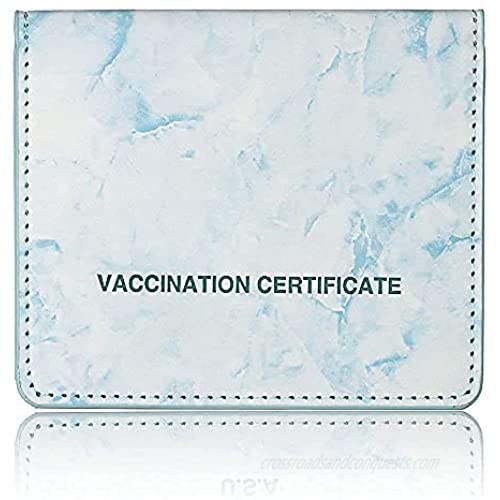 PU Leather CDC Vaccine Passport Vaccination Card Wallet  CDC Vaccination Card Protector 4 X 3 Inches  Immunization Record Vaccine Cards Holder(Bule)
