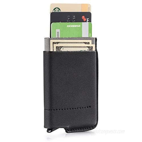 RFID Blocking Wallet Card Case for Women or Men  Slim Pop-out Credit Card Holder with Side Pocket for Bills  Holds 6 Cards