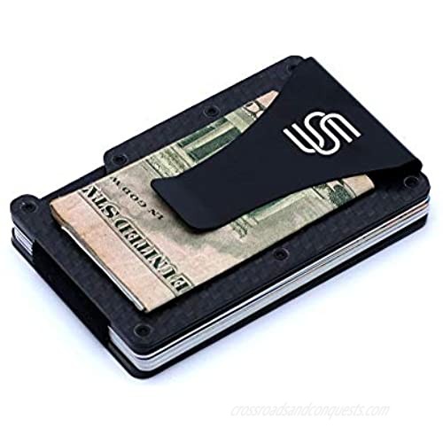 RFID Carbon Fiber Wallets for Men - Minimalist Aluminum Metal Money Clip Wallet