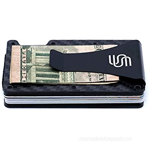 RFID Carbon Fiber Wallets for Men - Minimalist Aluminum Metal Money Clip Wallet