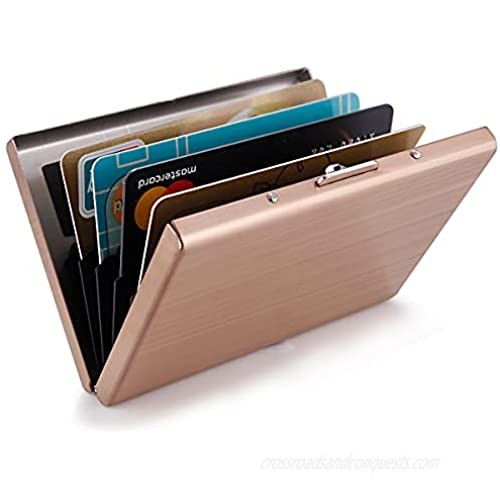 RFID Credit Card Holder Protector Stainless Steel Credit Card Case Metal Card Wallet ID Card Case (Rose Gold)