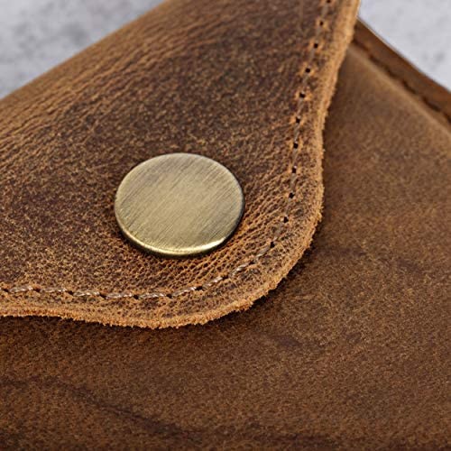 Rugged Authority Brown Leather Card Holder with RFID Protection. Distressed leather Business Card Holder or Credit Card Wallet for Men or Women for your pocket or purse