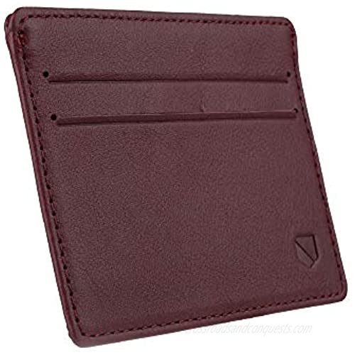 Silent Pocket Napa Leather RFID Blocking Simple Card Wallet (Maroon)