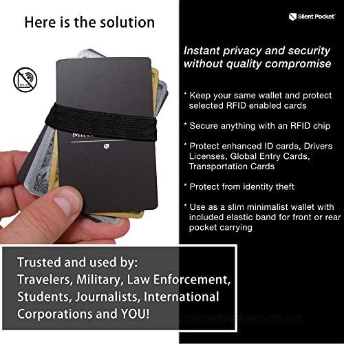 Silent Pocket RFID Blocking Minimalist Credit Card Wallet - Secure Your Information Simple/Sleek Design Great for Travel
