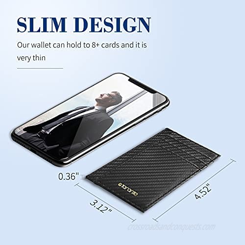 Slim Minimalist Wallet Front Pocket Slim Wallet for Men and Women T Taranto RFID Thin Mens Leather Wallets Credit Card Holder Gift for Travel and Work Carbon Black