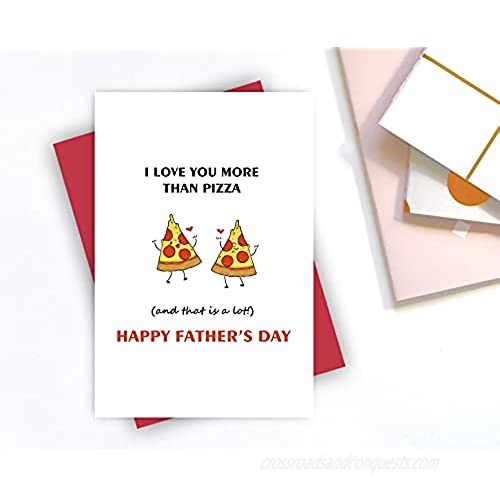 Sweet Father’s Day Food Card Special Love Dad Card for Husband Dad I Love You More Than Pizza
