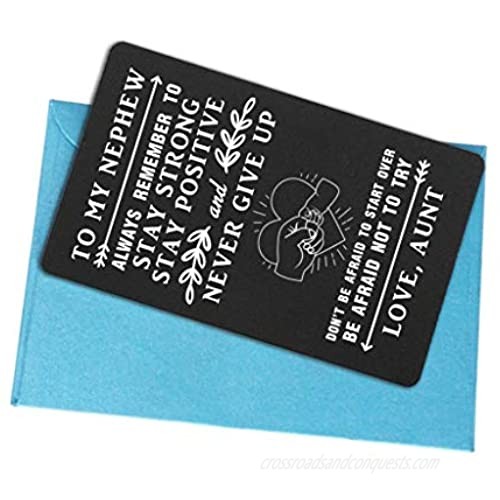 TANWIH Nephew Engraved Wallet Card Nephew Gifts from Aunt Birthday Gift Cards for 16 Year Old Nephew to My Adult Nephew from Aunt Graduation 2021 Presents for Him Christmas