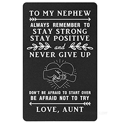 TANWIH Nephew Engraved Wallet Card  Nephew Gifts from Aunt  Birthday Gift Cards for 16 Year Old Nephew  to My Adult Nephew from Aunt  Graduation 2021 Presents for Him  Christmas
