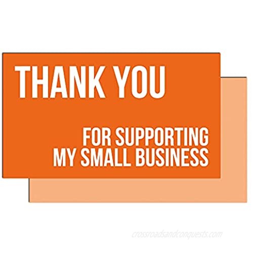 Thank You for Supporting My Small Business - Set of 100 Cards - Business Card Size (Orange)