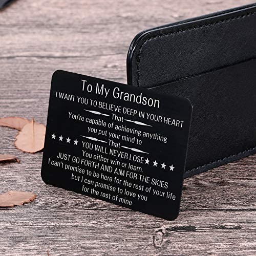 To My Grandson Christmas Wallet Card Inserts Valentine Gifts for Grandson from Grandma Grandpa Graduation Fathers Day Sweet 16th Birthday Gifts For Him Teens Adult Men Teenage Boys Inspirational