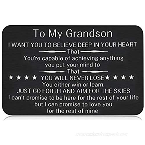 To My Grandson Christmas Wallet Card Inserts Valentine Gifts for Grandson from Grandma Grandpa Graduation Fathers Day Sweet 16th Birthday Gifts For Him Teens Adult Men Teenage Boys Inspirational