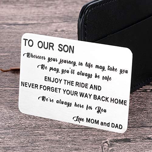 To My Son Christmas Wallet Card Inserts Valentine Gifts for Son from Mom Dad Mothers Day Inspirational Sweet 16th Birthday Love Note For Him Teens Adult Men Teenage Boys Graduation Gifts