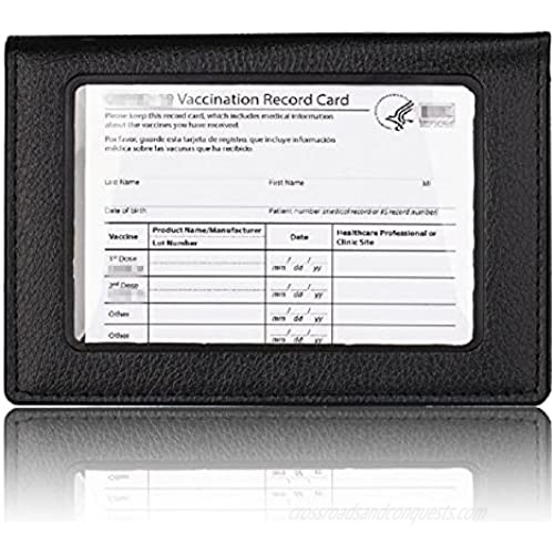 Transparent Window Faux Leather Vaccine Card Holder to Store and Display Your Vaccine Record Card  Clear Window Vaccine Card Protector Holder Standard Size 4x3 Immunization Health ID Card Cases