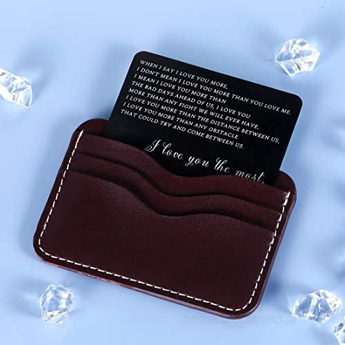 Valentines Gifts for Him Wallet Insert Card Personalized Message Card Metal Wallet Anniversary Gifts for Husband Wife Men Women Christmas Birthday Wedding Day Gifts Groom's Gift for Her