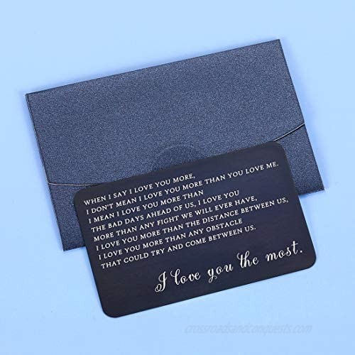 Valentines Gifts for Him Wallet Insert Card Personalized Message Card Metal Wallet Anniversary Gifts for Husband Wife Men Women Christmas Birthday Wedding Day Gifts Groom's Gift for Her