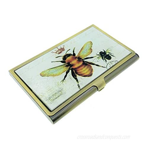 Value Arts Imperial French Honey Bee Business Card Case Brass and Glass