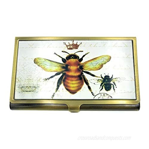 Value Arts Imperial French Honey Bee Business Card Case  Brass and Glass