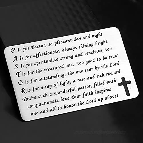 WSNANG Pastor Gift Engraved Metal Wallet Insert Card Thank You Gift for Pastor Religious Jewelry Church Gift