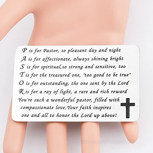 WSNANG Pastor Gift Engraved Metal Wallet Insert Card Thank You Gift for Pastor Religious Jewelry Church Gift