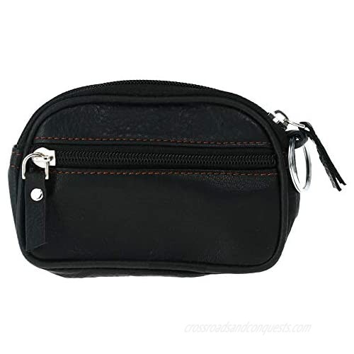 CTM Leather Coin Pouch with Double Zipper