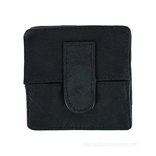 CTM Leather Fold Up Change Pouch with Snap Button Closure