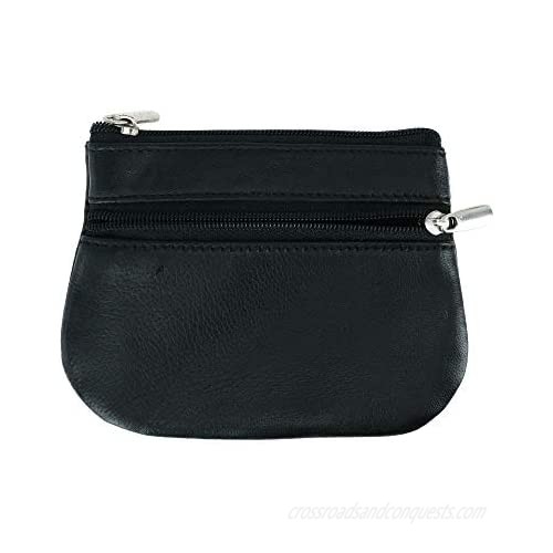CTM Leather Zipper Coin Pouch Wallet