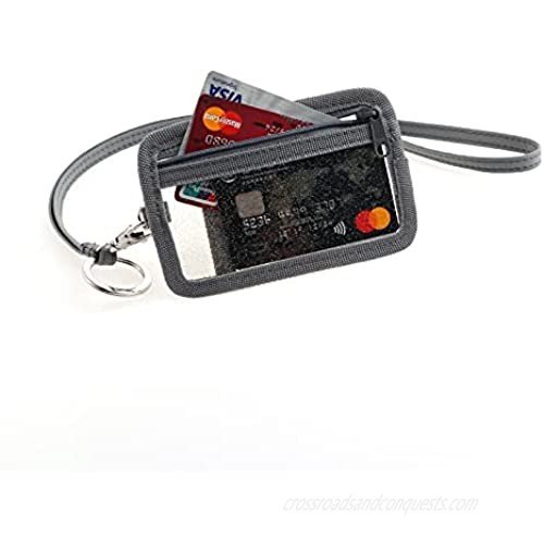 DONGGANGAJI Transparent Zip coin purse with Lanyard flash powder wallet Zip Id Case with Lanyard (Gray)